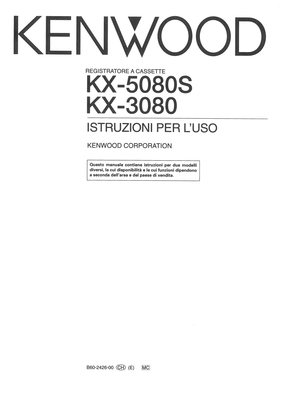 Kenwood KX-5080S, KX-3080 Manual