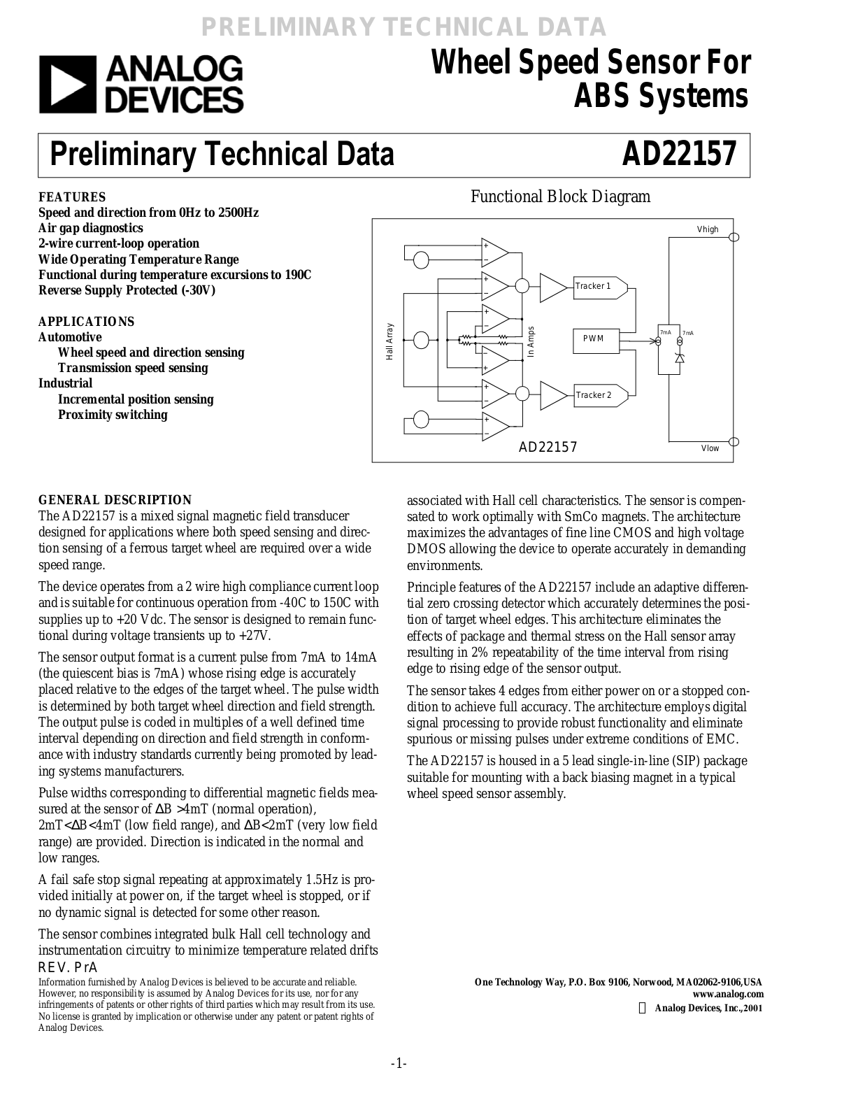 Analog Devices AD22157 pra Datasheet