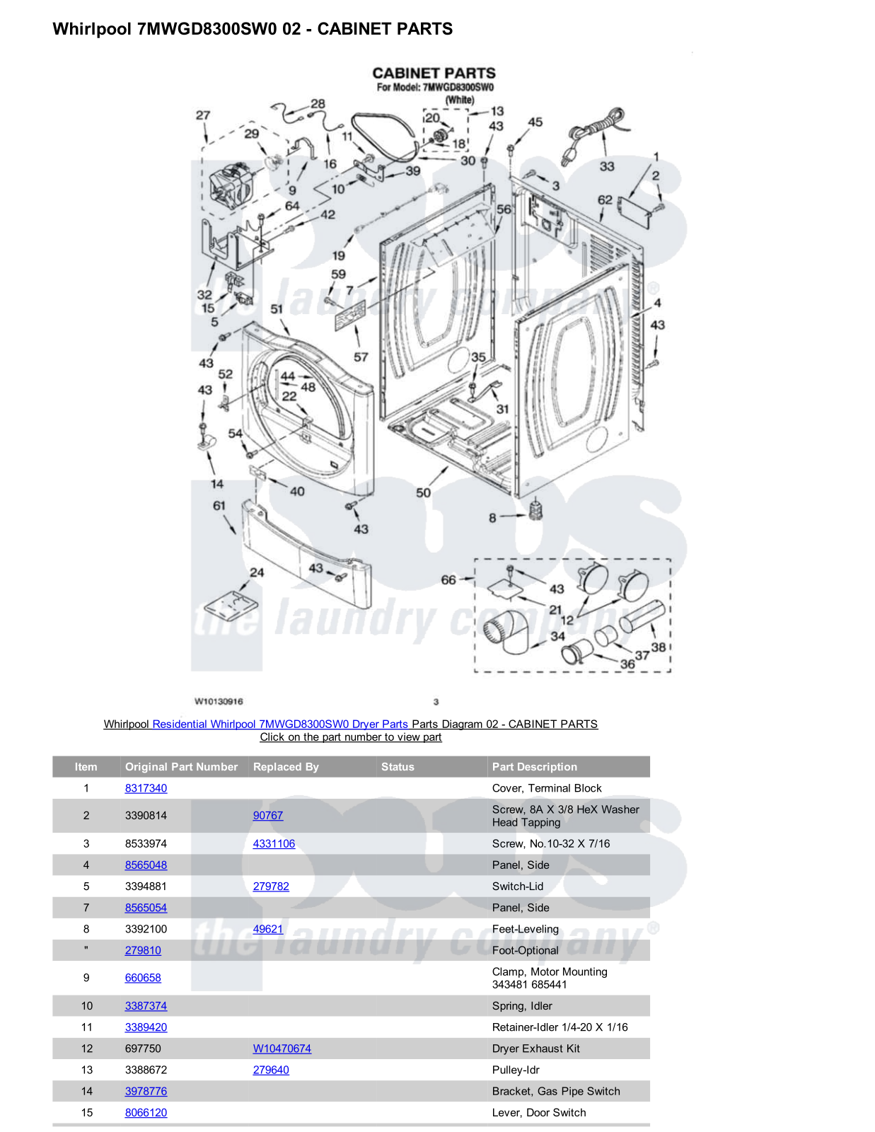 Whirlpool 7MWGD8300SW0 Parts Diagram