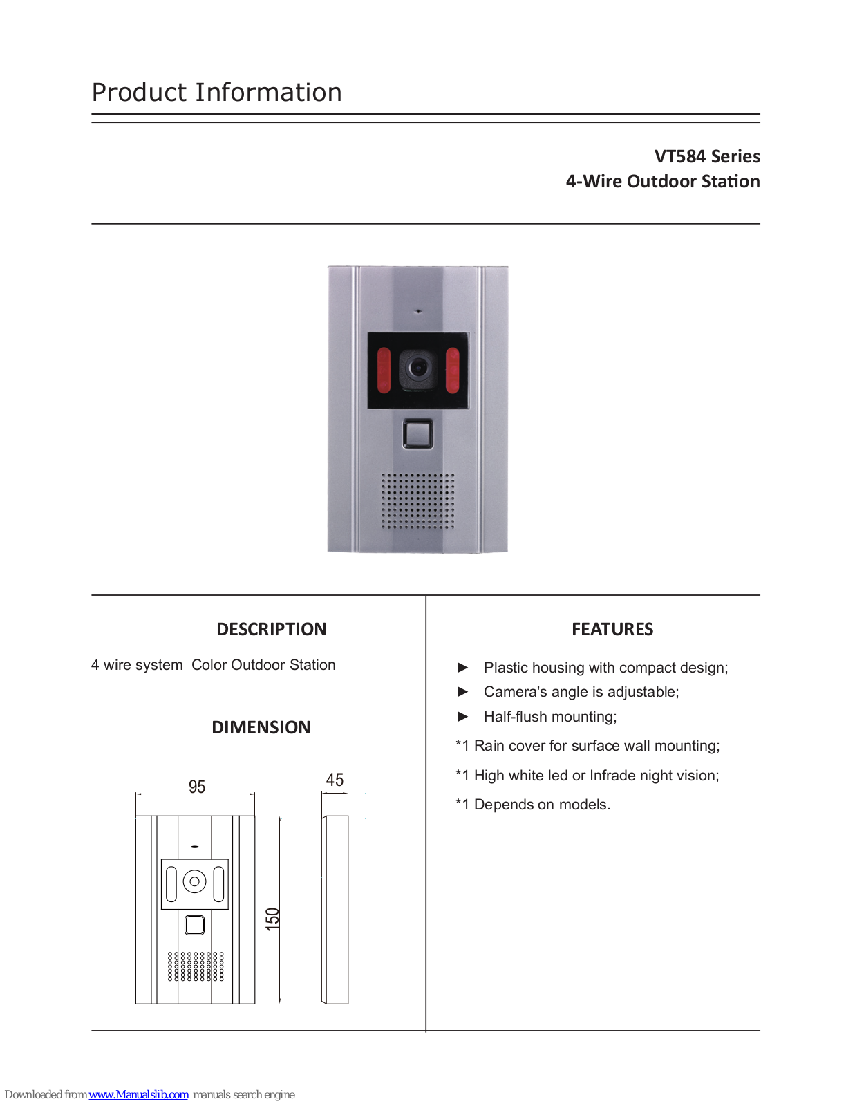 V-Tec VT584 Series, VT584/CS, VT584/C Product Information