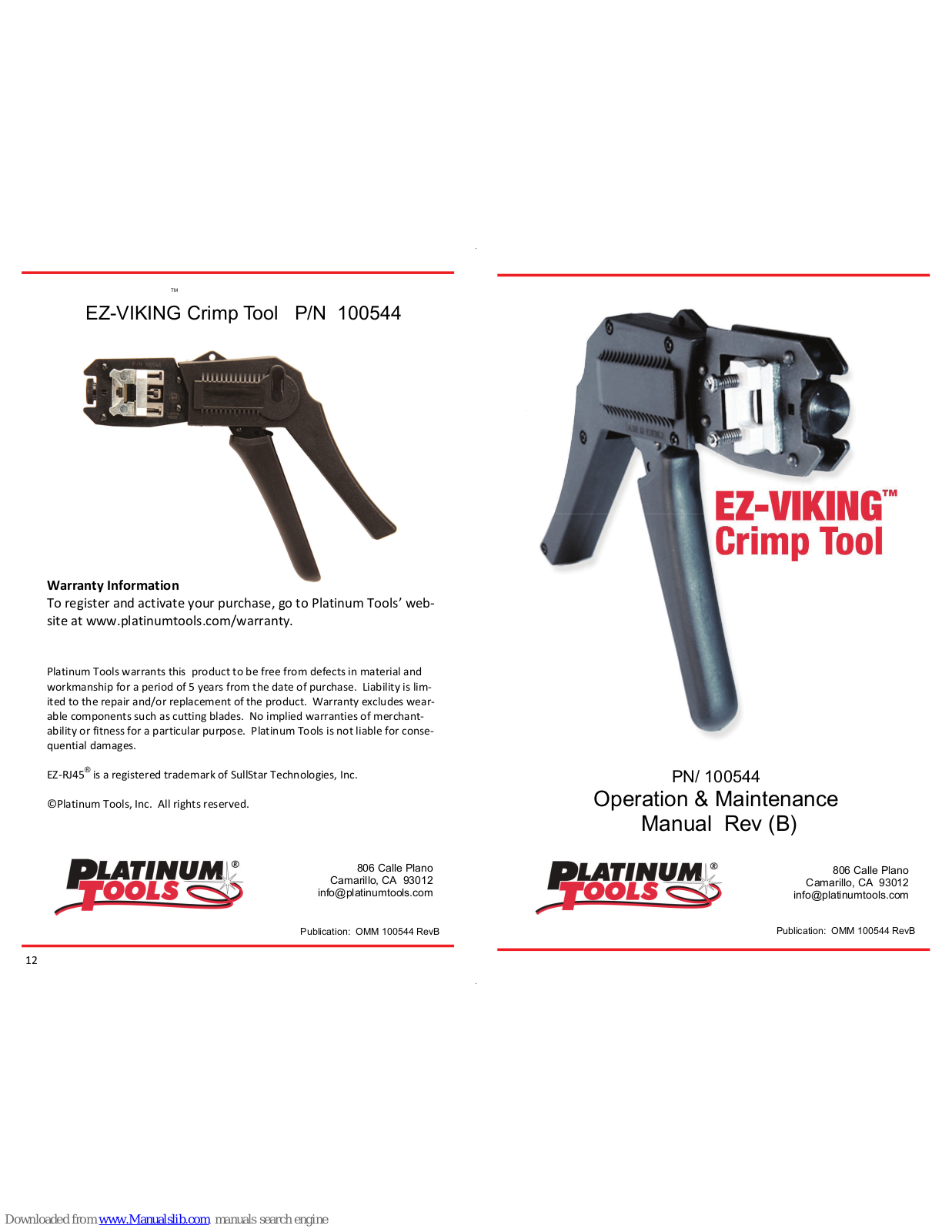 Platinum Tools EZ-VIKING Operation & Maintenance Manual