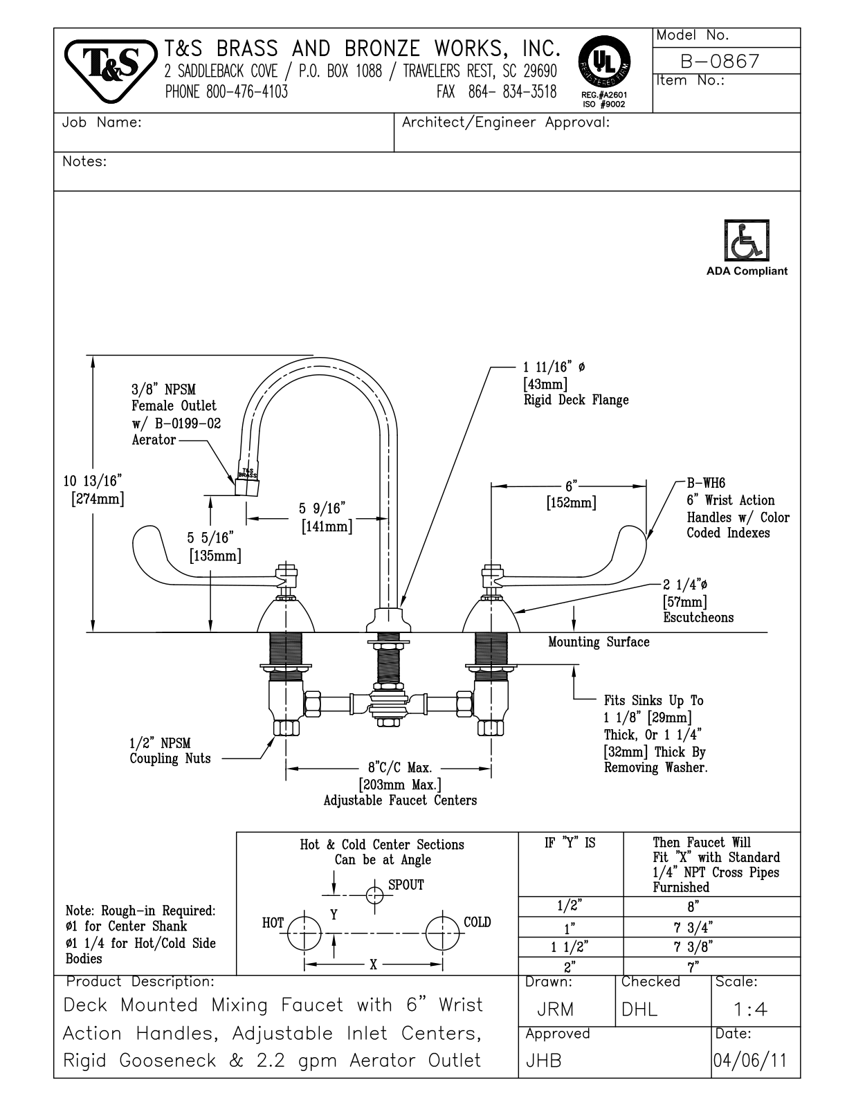 T&S Brass B-0867 User Manual