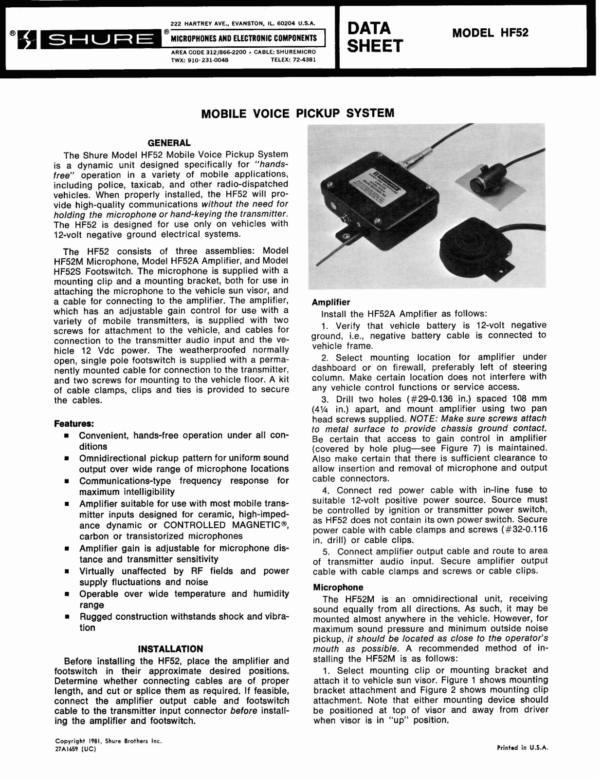 Shure HF52 User Guide - ManualMachine.com