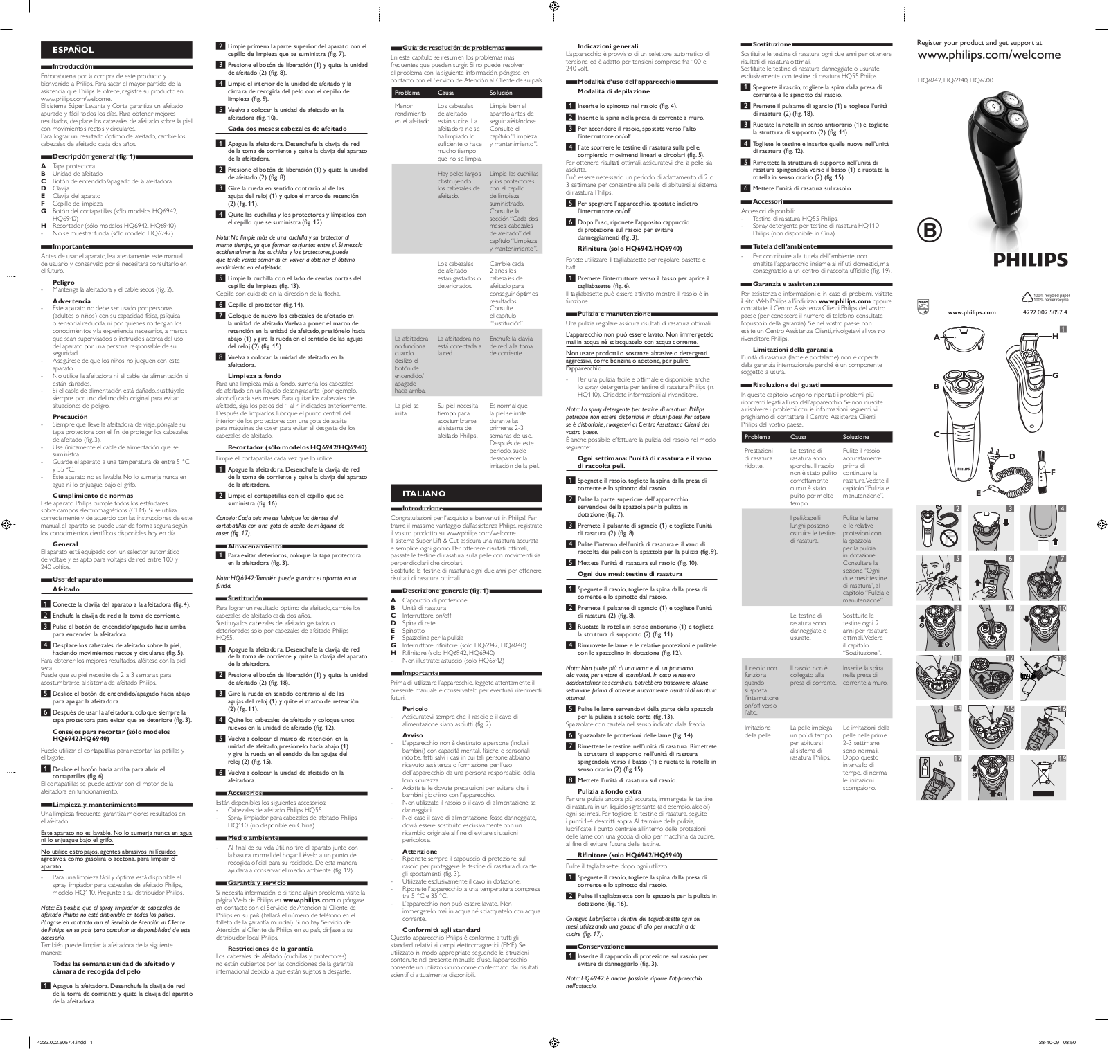 Philips HQ6942, HQ6940, HQ6900 User Manual