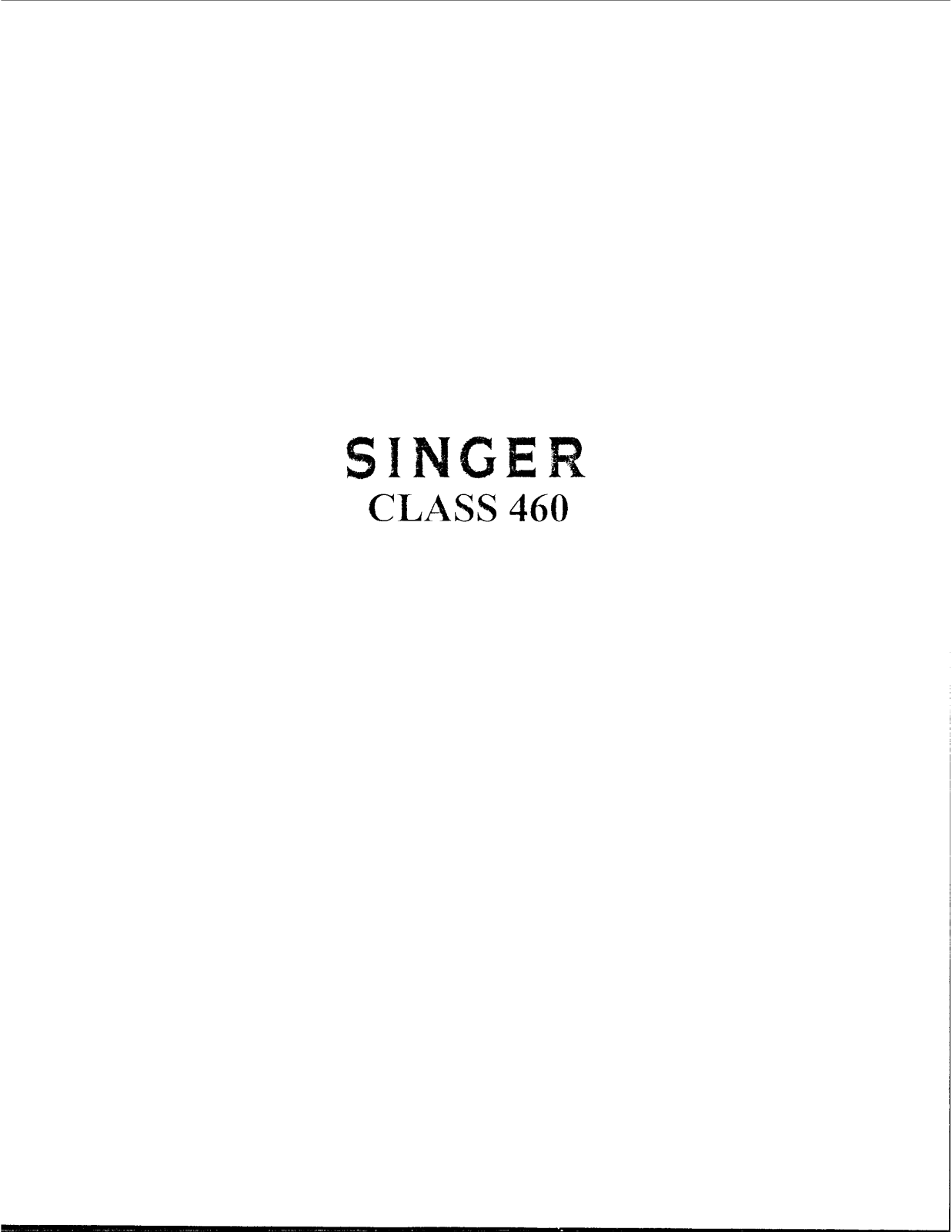 Singer 460 Service Manual