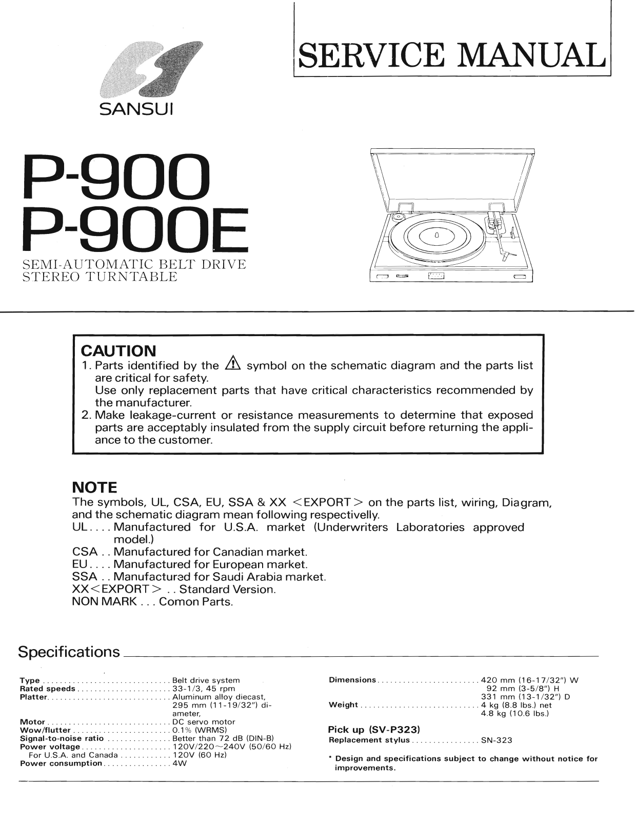 Sansui P-900 Service Manual