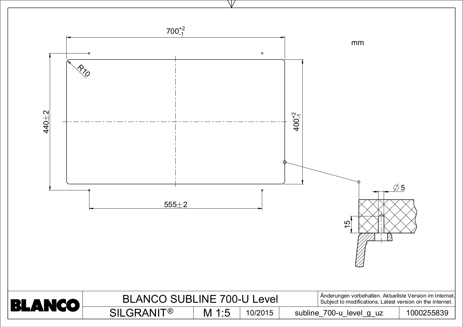 Blanco Subline 700-U Level Service Manual