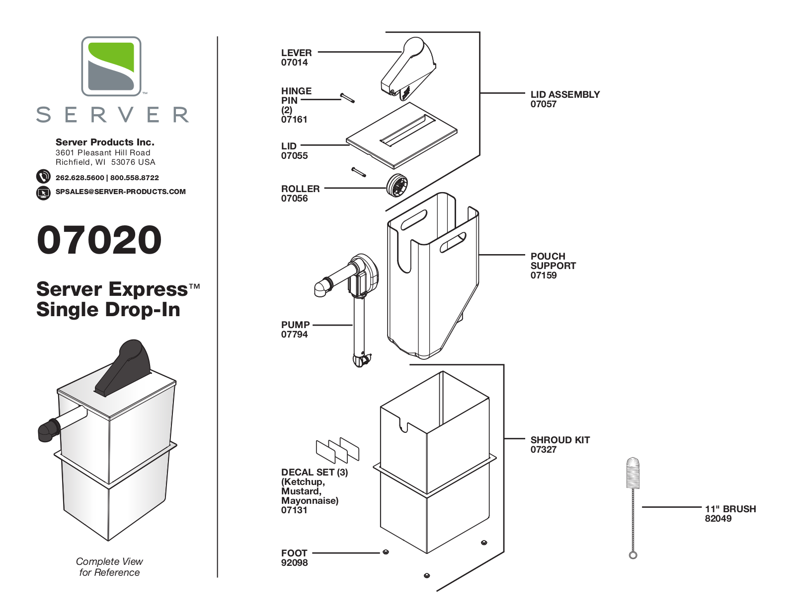 Server 07020 PARTS LIST