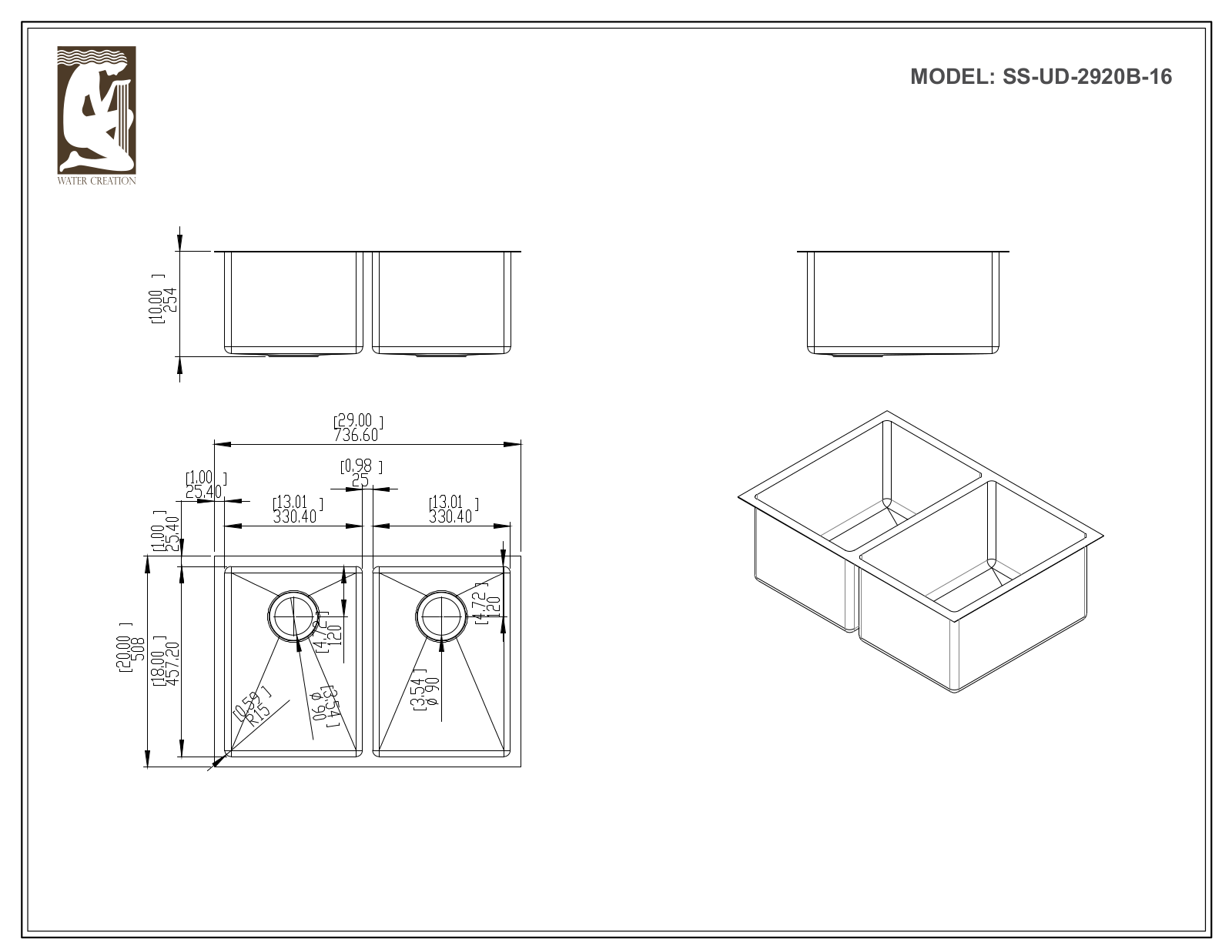 Water Creation SSSGUD2920A, SSSUD2920A, SSUD2920A, SSSUD2920B16, SSSGUD2920B16 User Manual