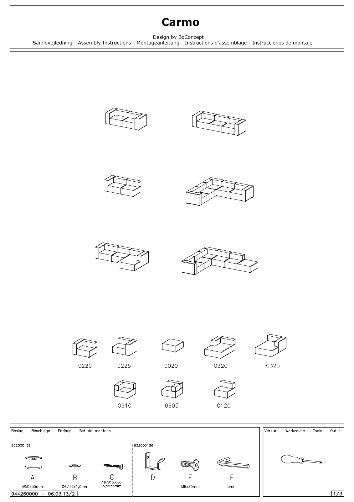 BoConcept Carmo Assembly Instruction