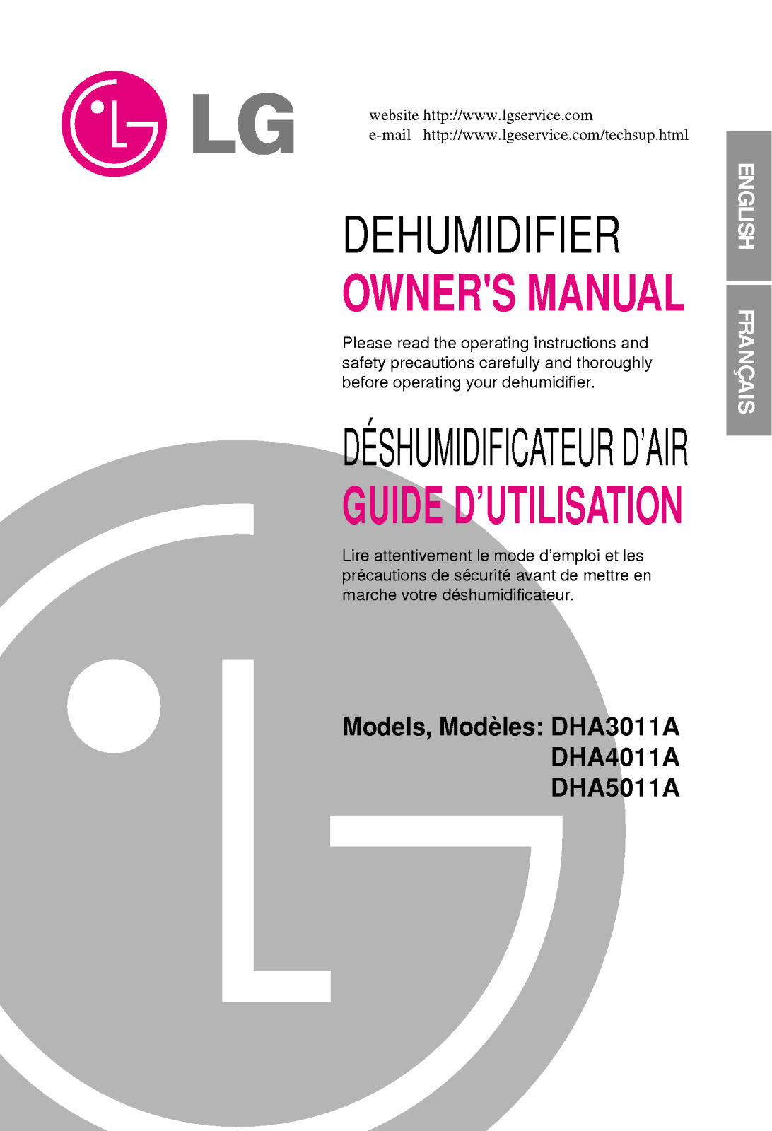 LG DHA5011A, DHA4011A, DHA3011A User Manual