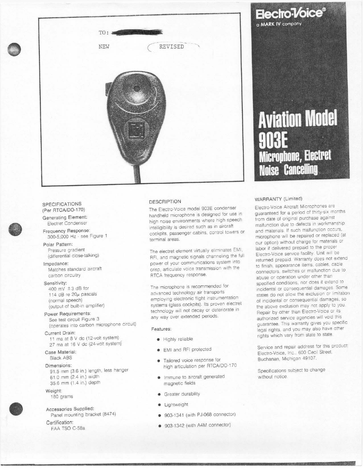 Electro-Voice 903E User Manual