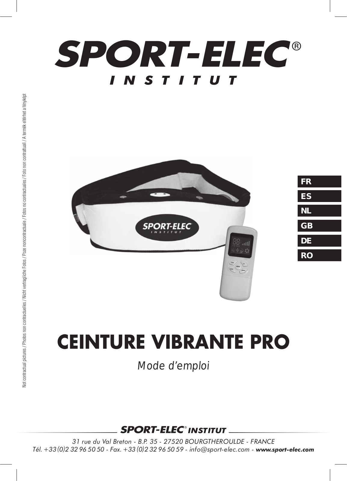 Sport Elec Ceinture vibrante pro User Manual