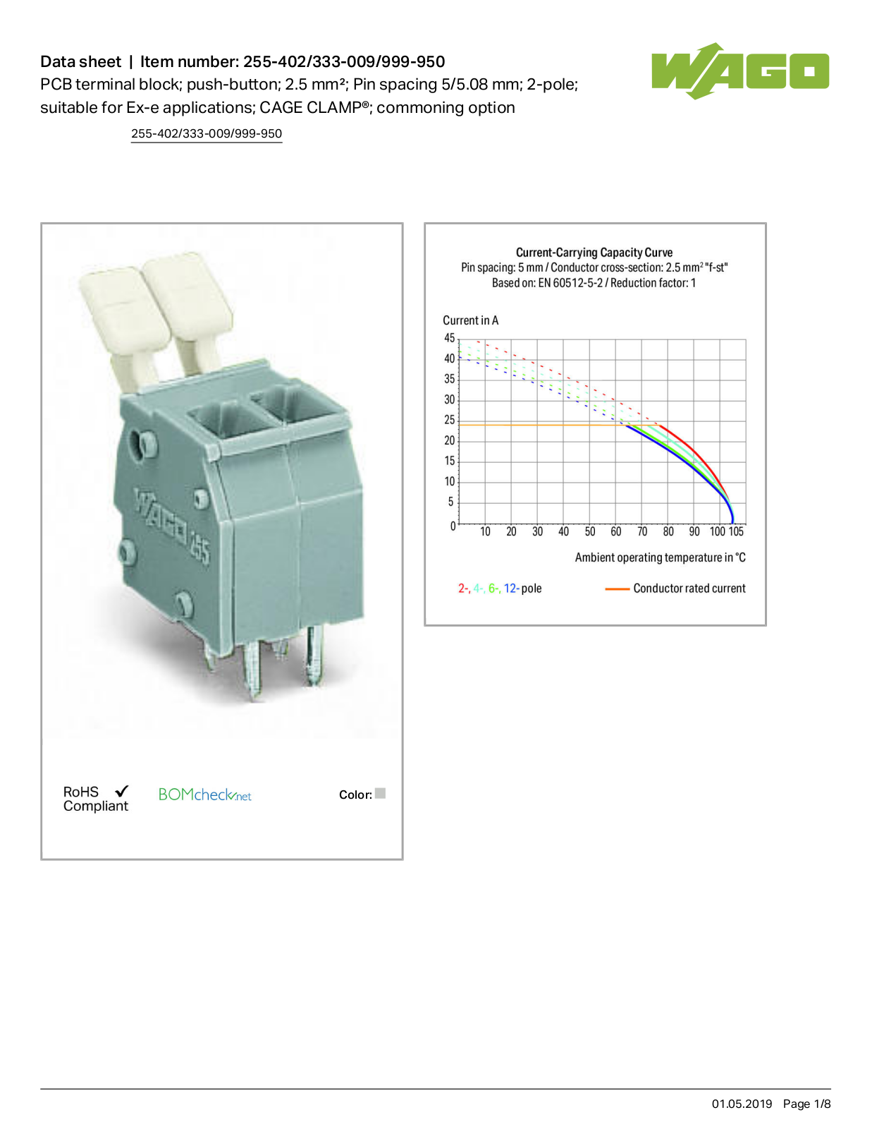 Wago 255-402/333-009/999-950 Data Sheet