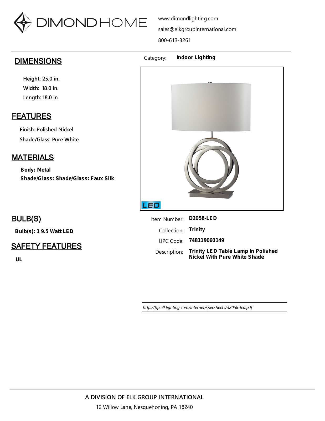 ELK Home D2058LED User Manual