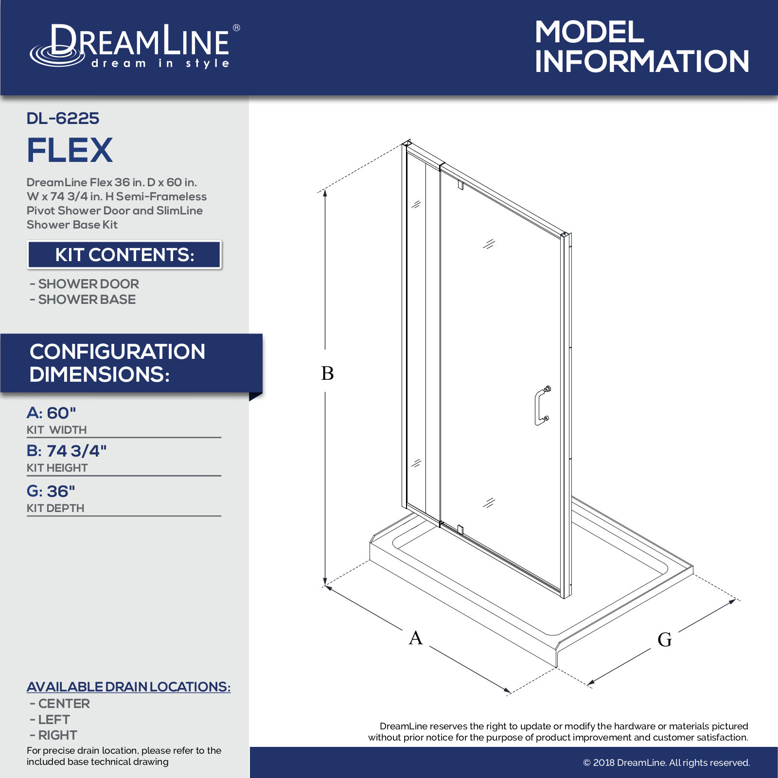 DreamLine DLN5448 Specifications & Dimension - ManualMachine.com