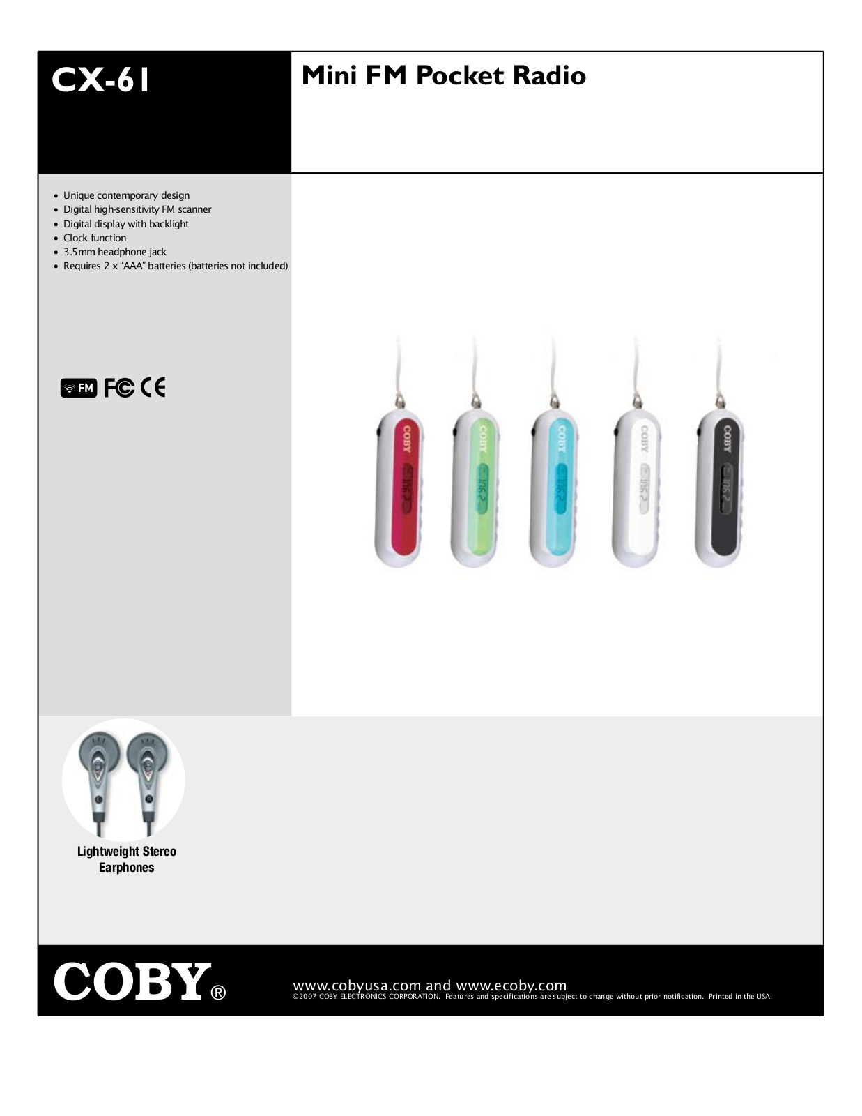 COBY electronic CX-61 User Manual