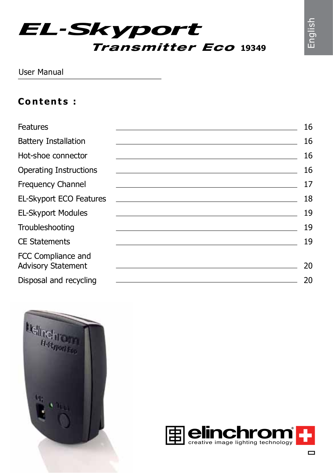 Elinchrom SkyPort Eco User Manual