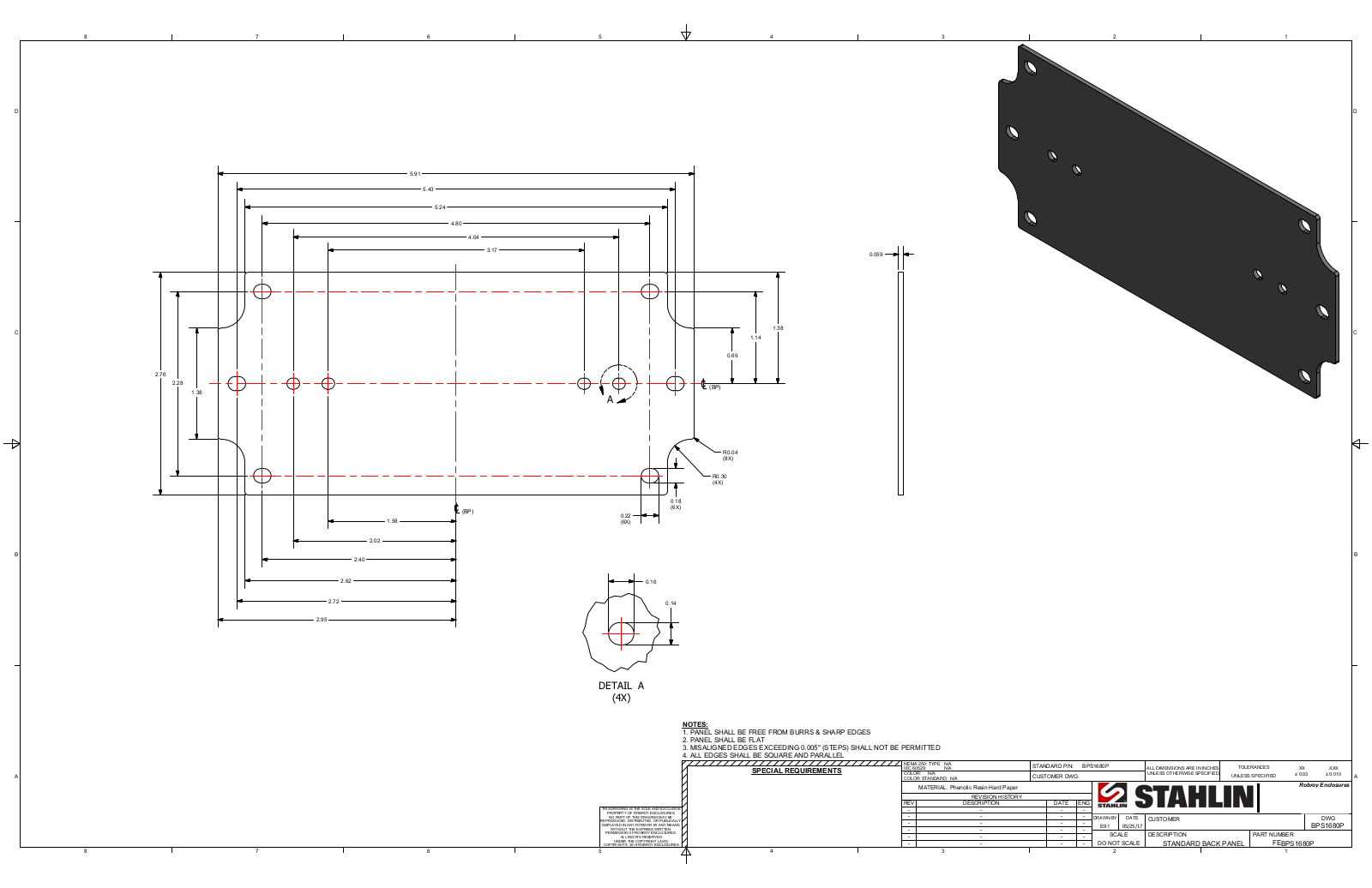 Stahlin BPS1680P Reference Drawing