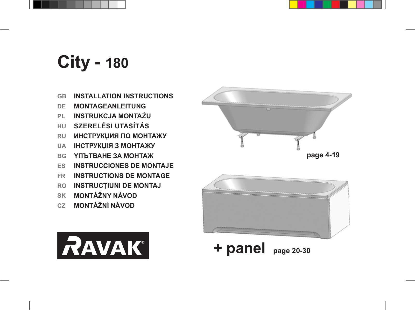 Ravak City - 180 INSTALLATION INSTRUCTIONS