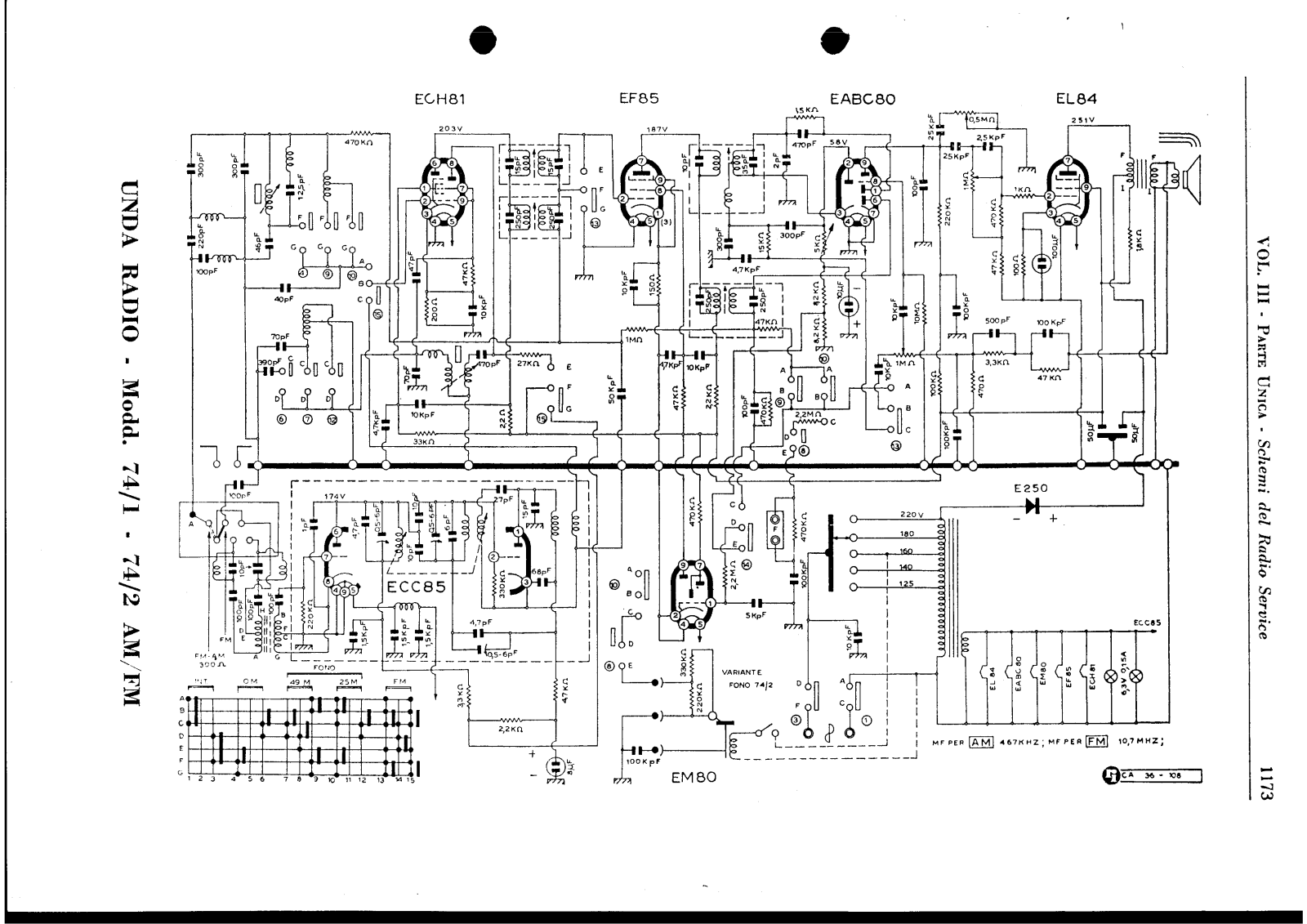 Unda Radio 74 1, 74 2 schematic