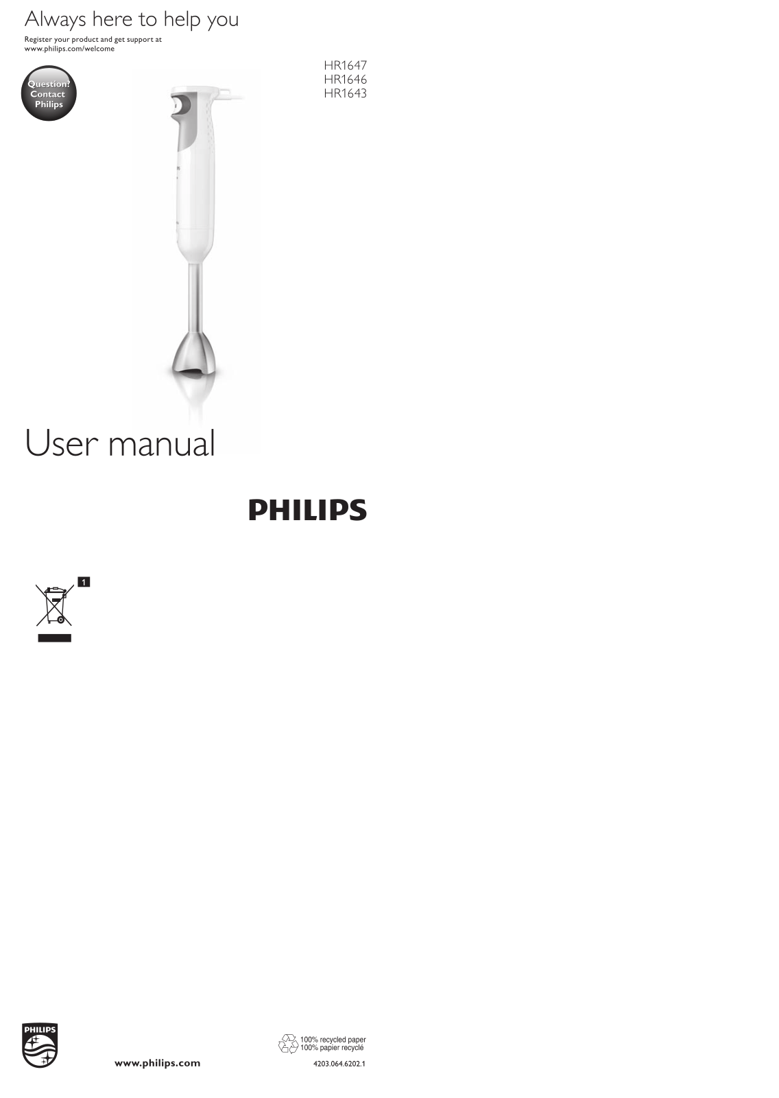 Philips HR1643 User Manual