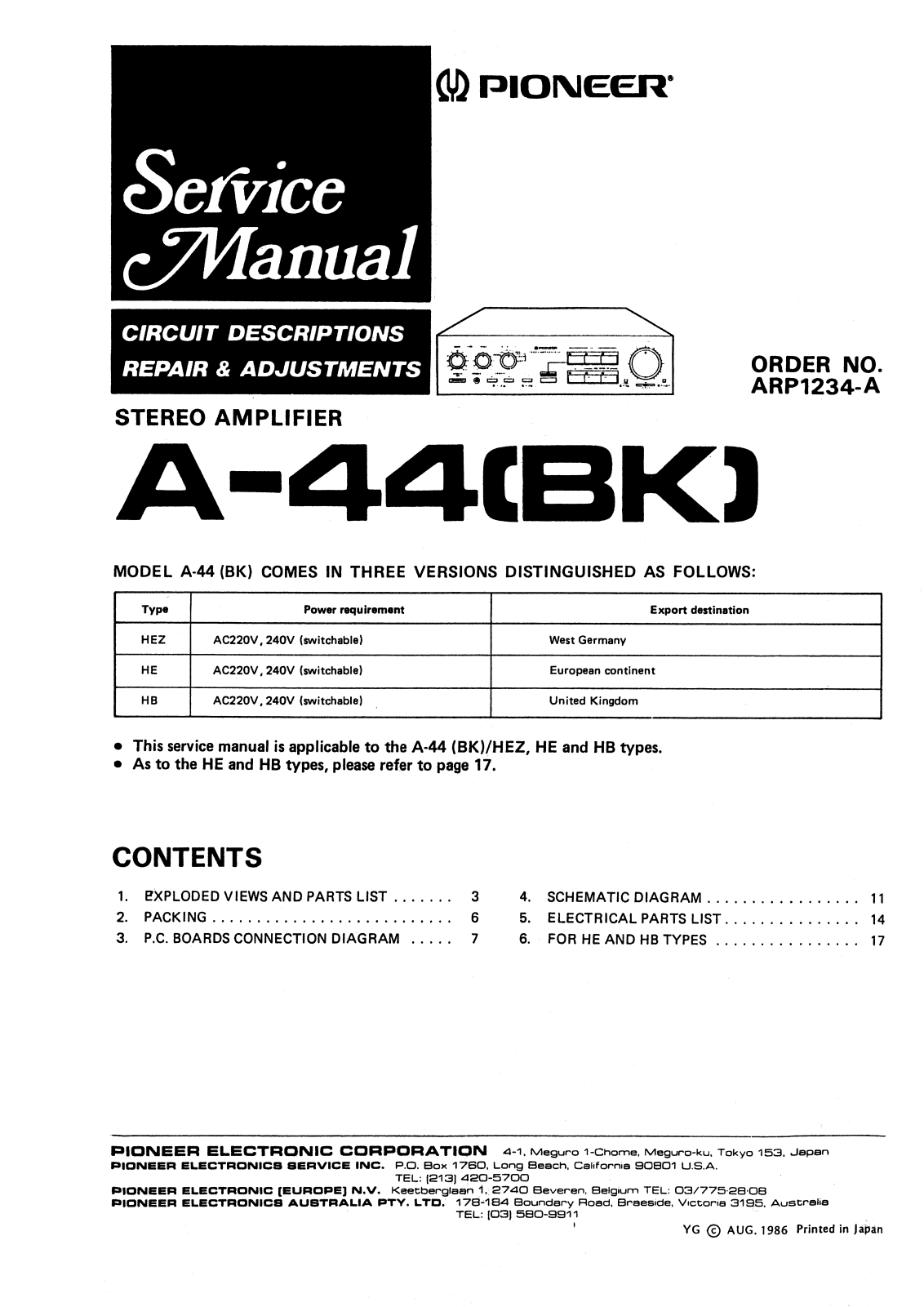 Pioneer A-44 Service manual