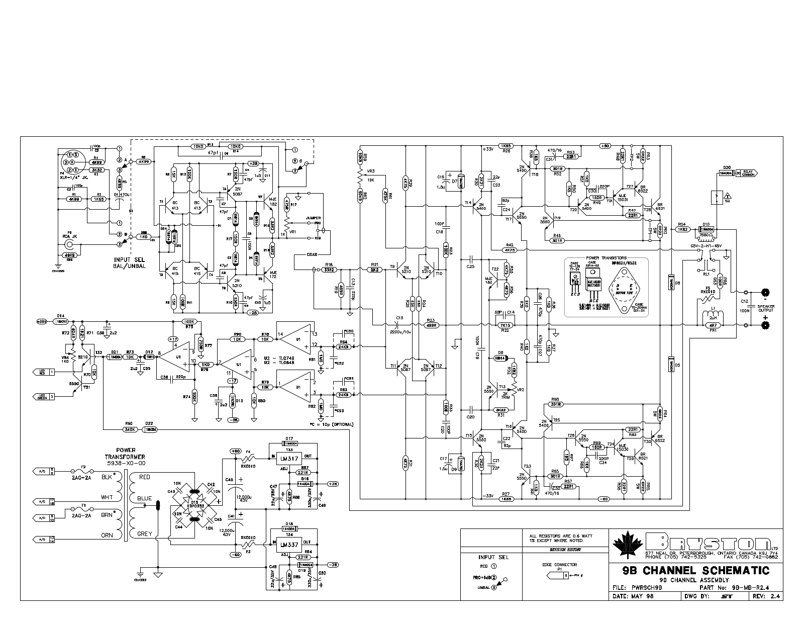 Bryston 9-B Schematic