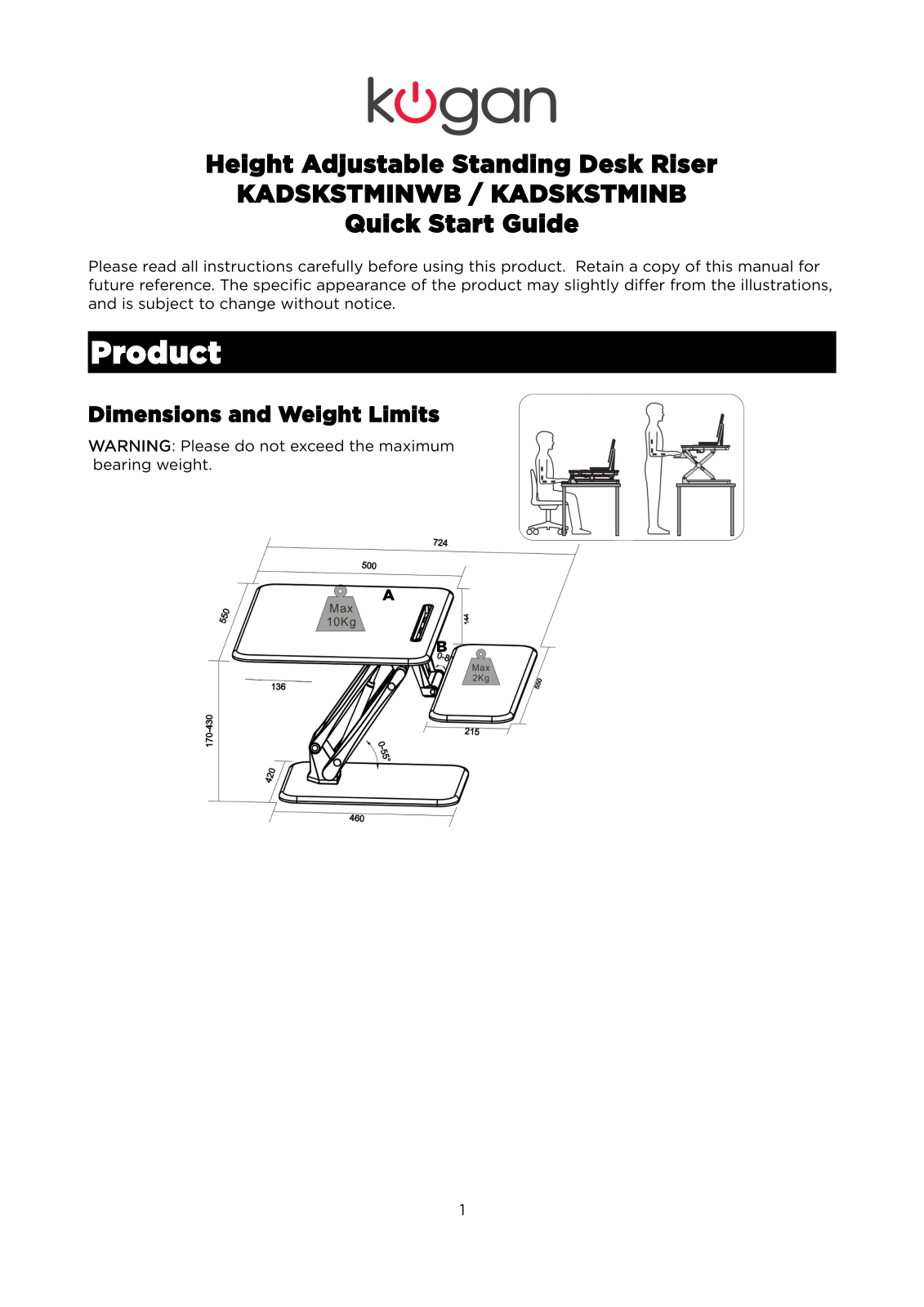 Kogan Kadskstminwb, Kadskstminb User Manual