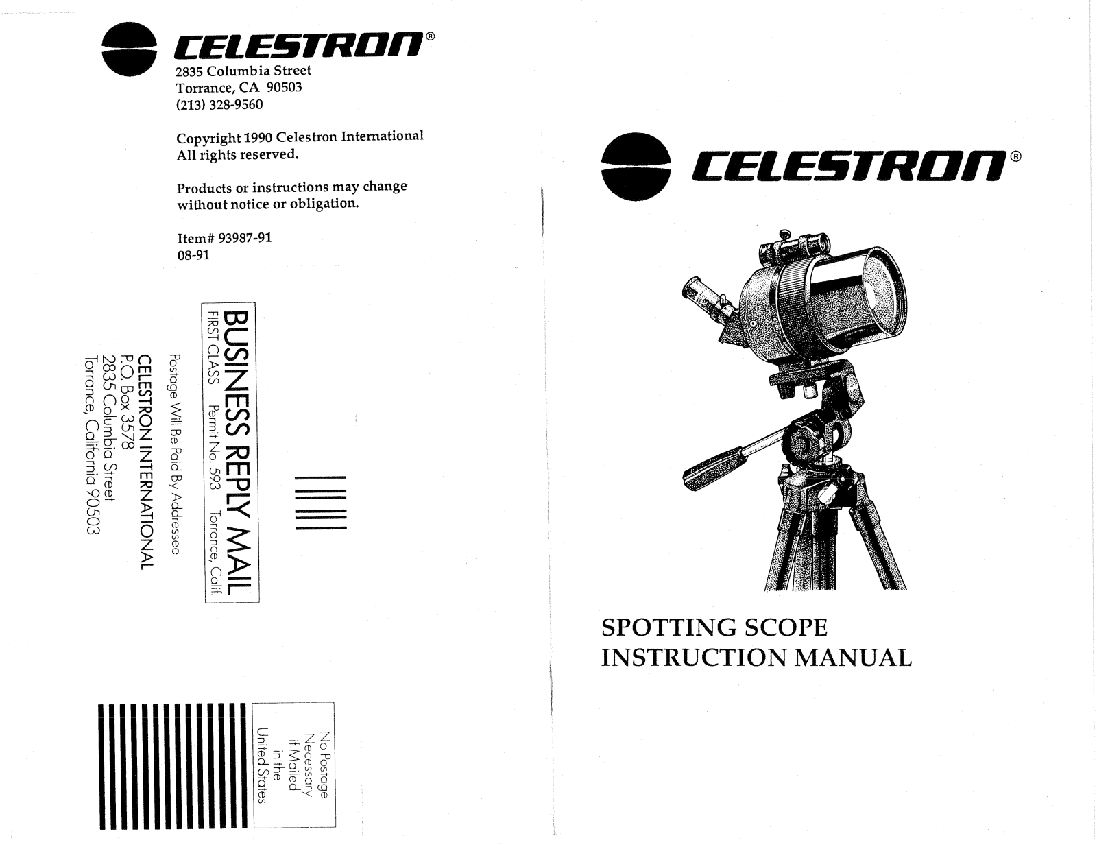 Celestron C90, S-55F, C60-E, SS80 User Manual