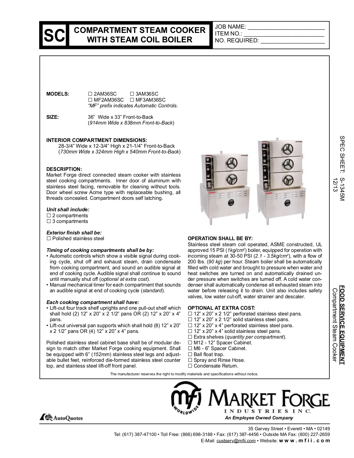 Market Forge 2AM36SC User Manual