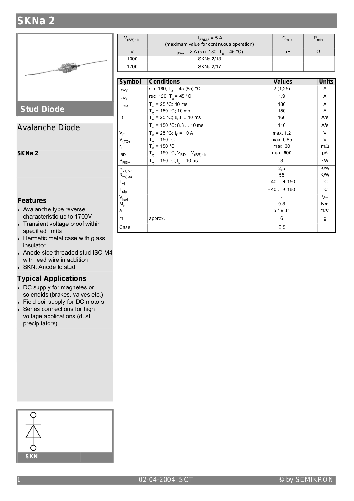 Semikron SKNA2 Data Sheet