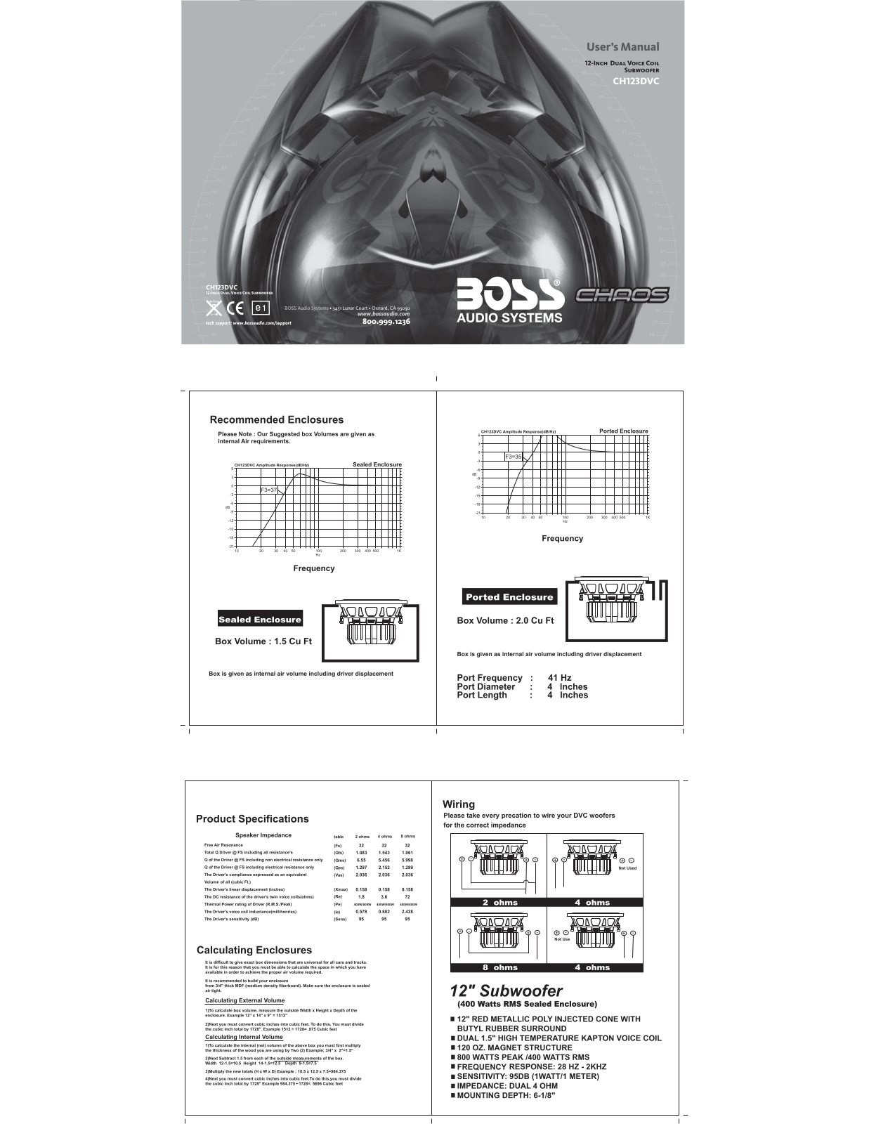 Boss Audio CH123DVC User Manual