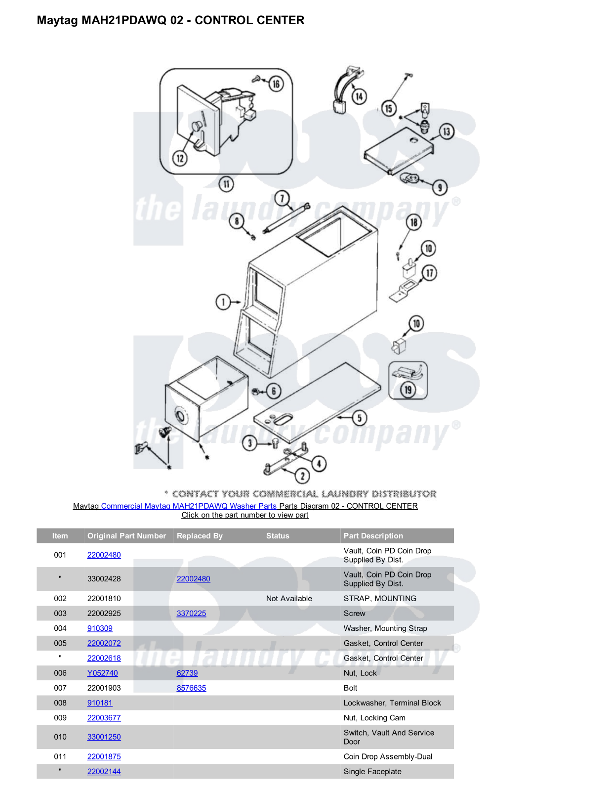 Maytag MAH21PDAWQ Parts Diagram