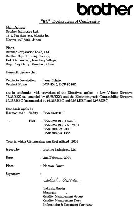 BROTHER DCP-8045D, DCP-8045DN, DCP-8040 User Manual