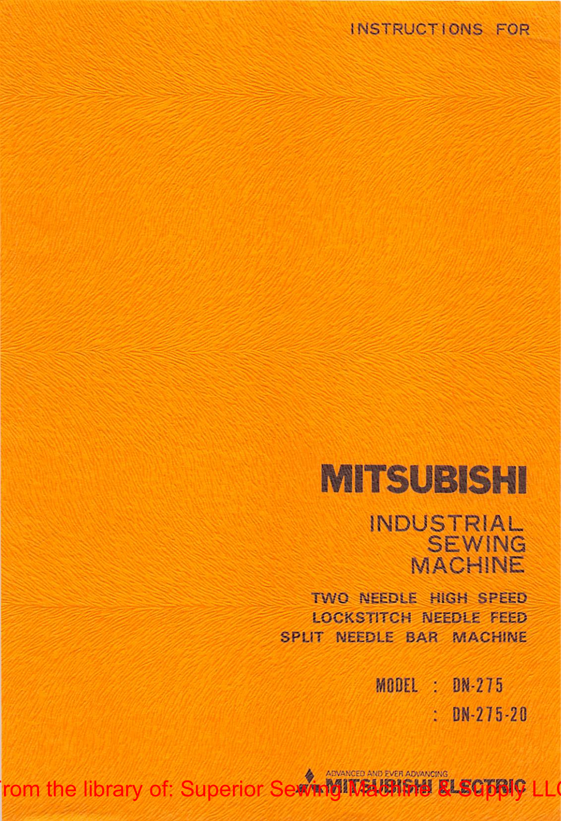 Mitsubishi DN-275, DN-275-20 Instruction Manual