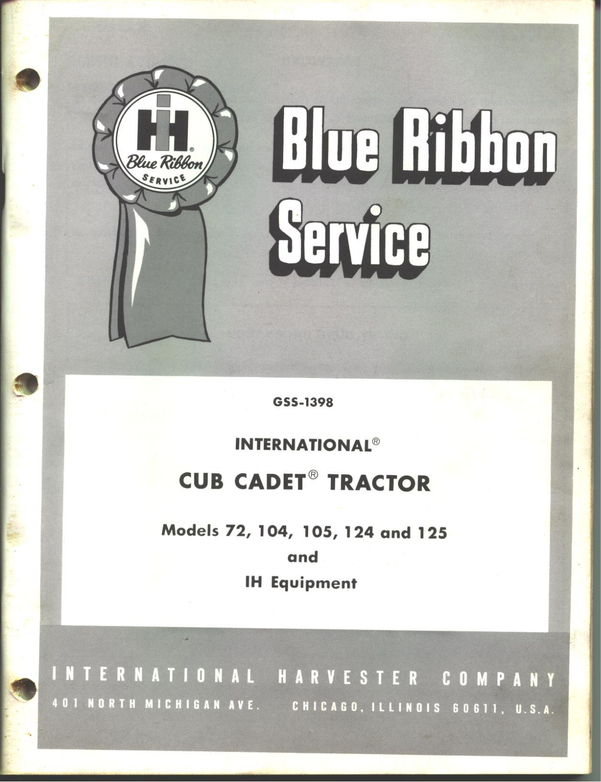 Cub Cadet 125, 105, 104, 124, 72 User Manual