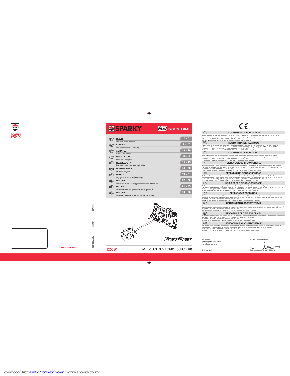 Sparky Group BM 1380CEPlus, BM2 1380CEPlus, BM 1060E, BM 1060CEPlus, BM2 1060CEPlus Original Instructions Manual