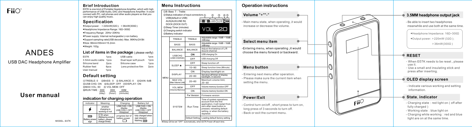 Fiio E07K User Manual