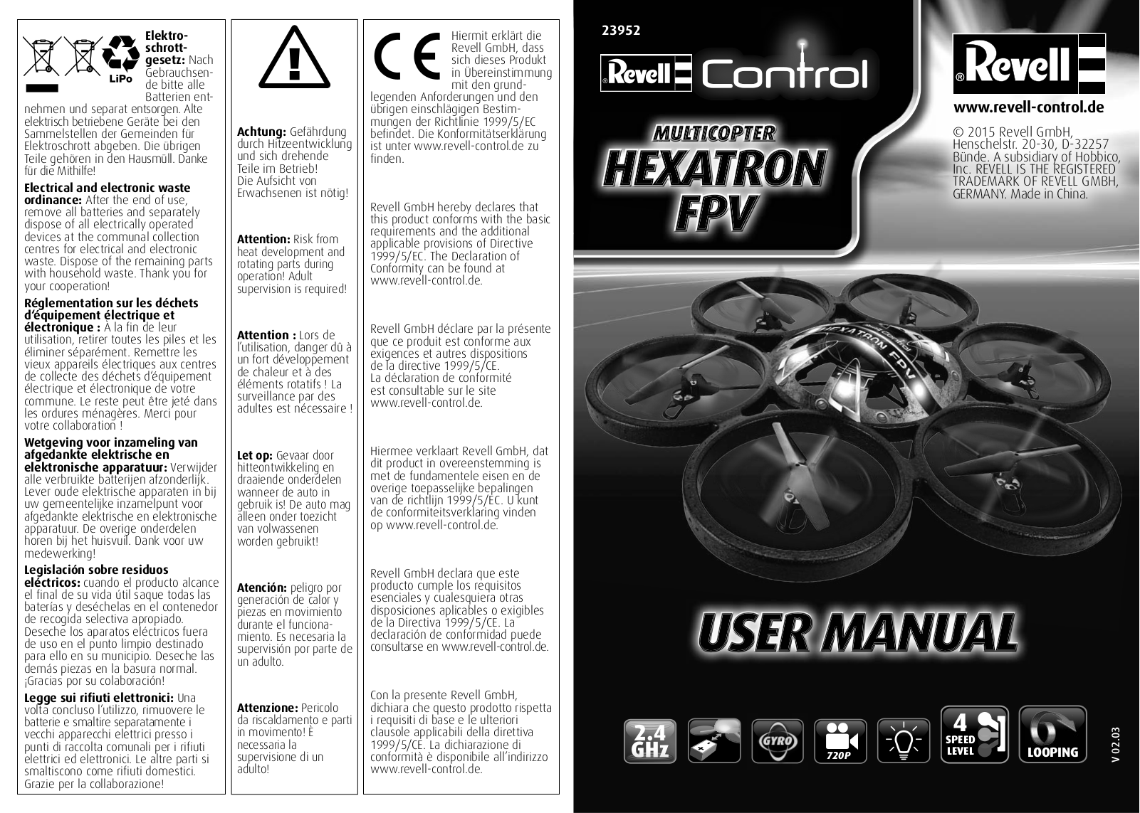 Revell Multicopter Hexatron FPV operation manual