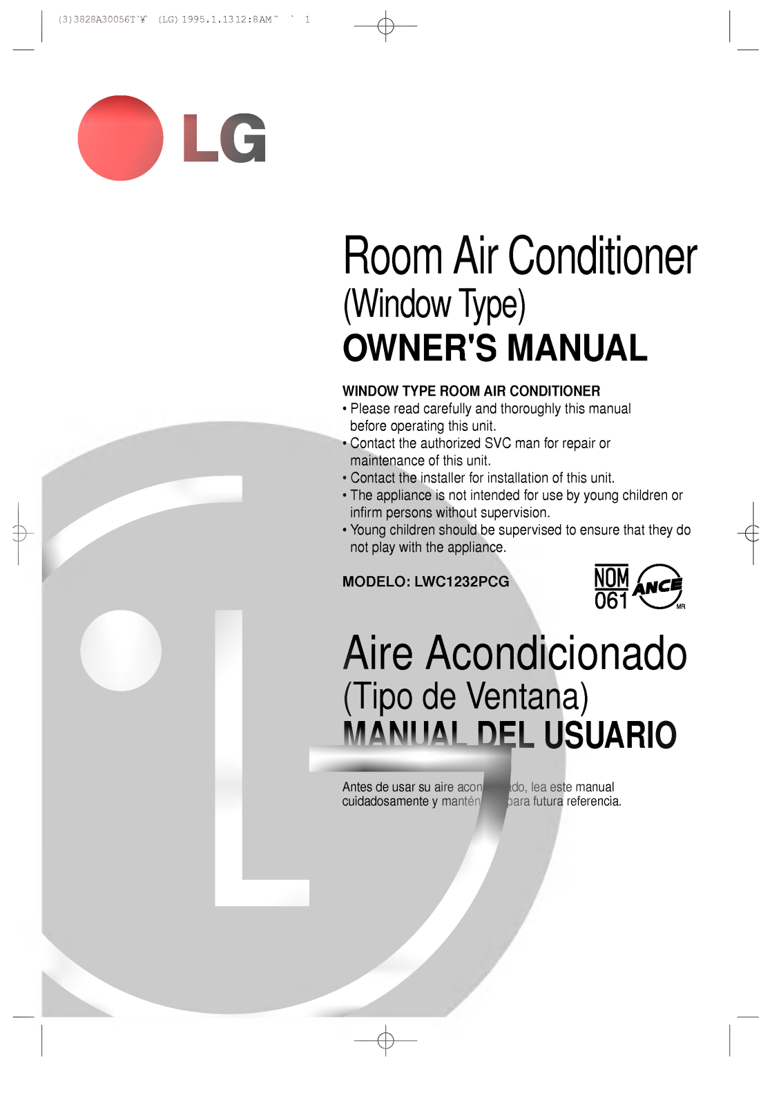 LG LWC1232PCG Owner's Manual