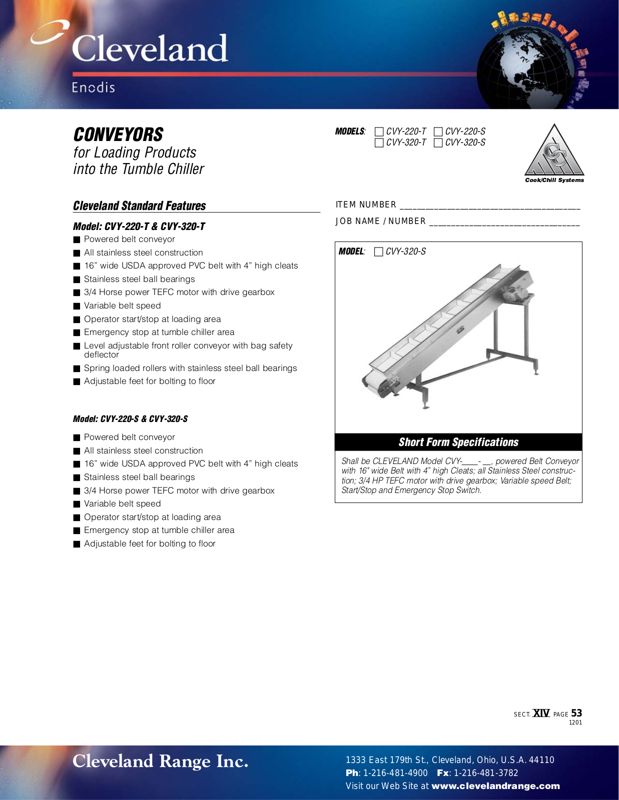 Cleveland CVY-220-S Parts List