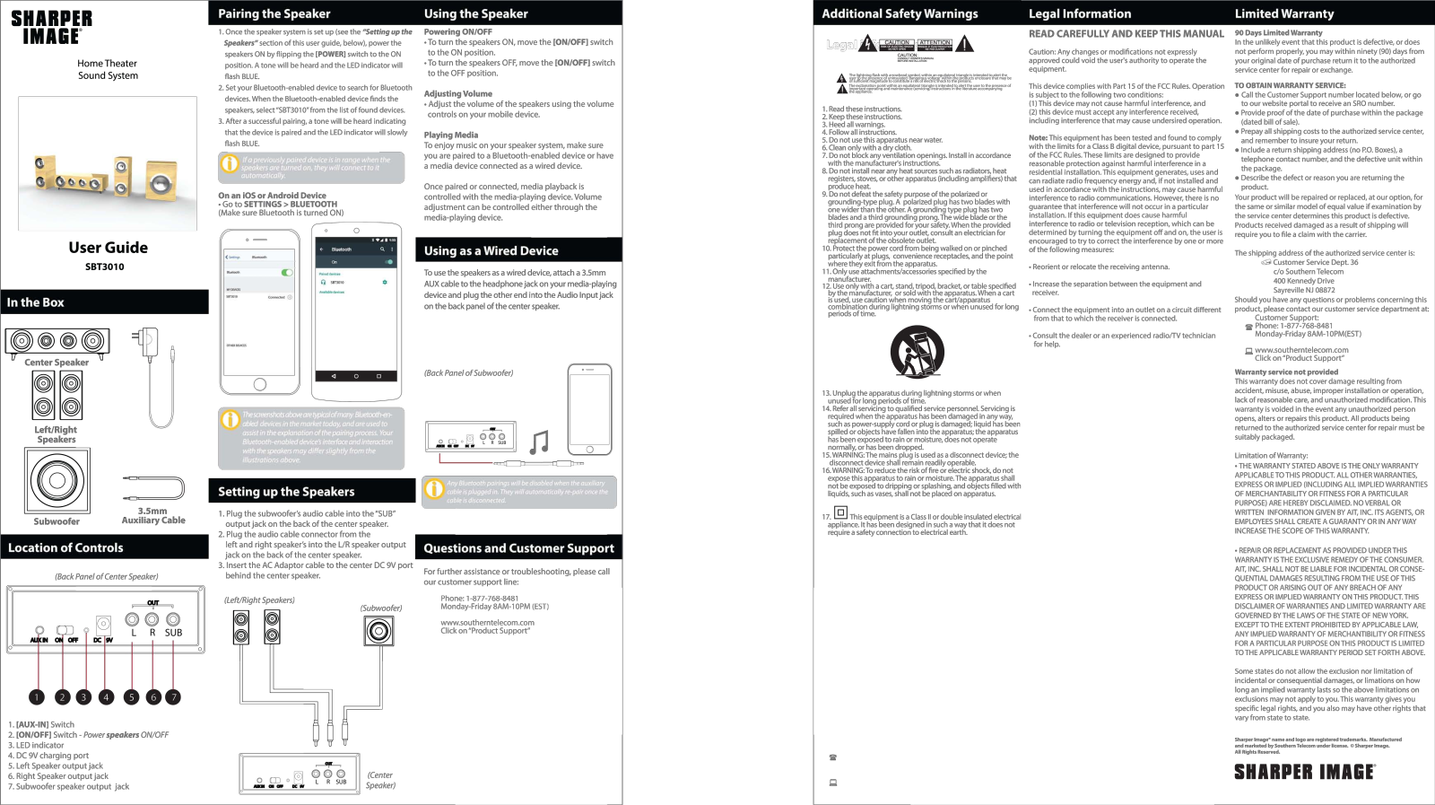 Sharper image SBT3010 User Manual