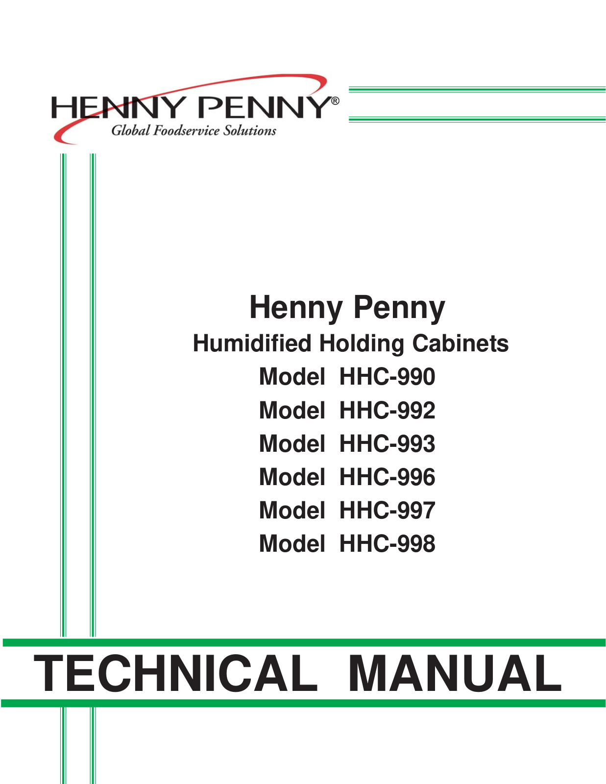 Henny Penny HHC-990, HHC-992, HHC-993, HHC-996, HHC-997 Service Manual