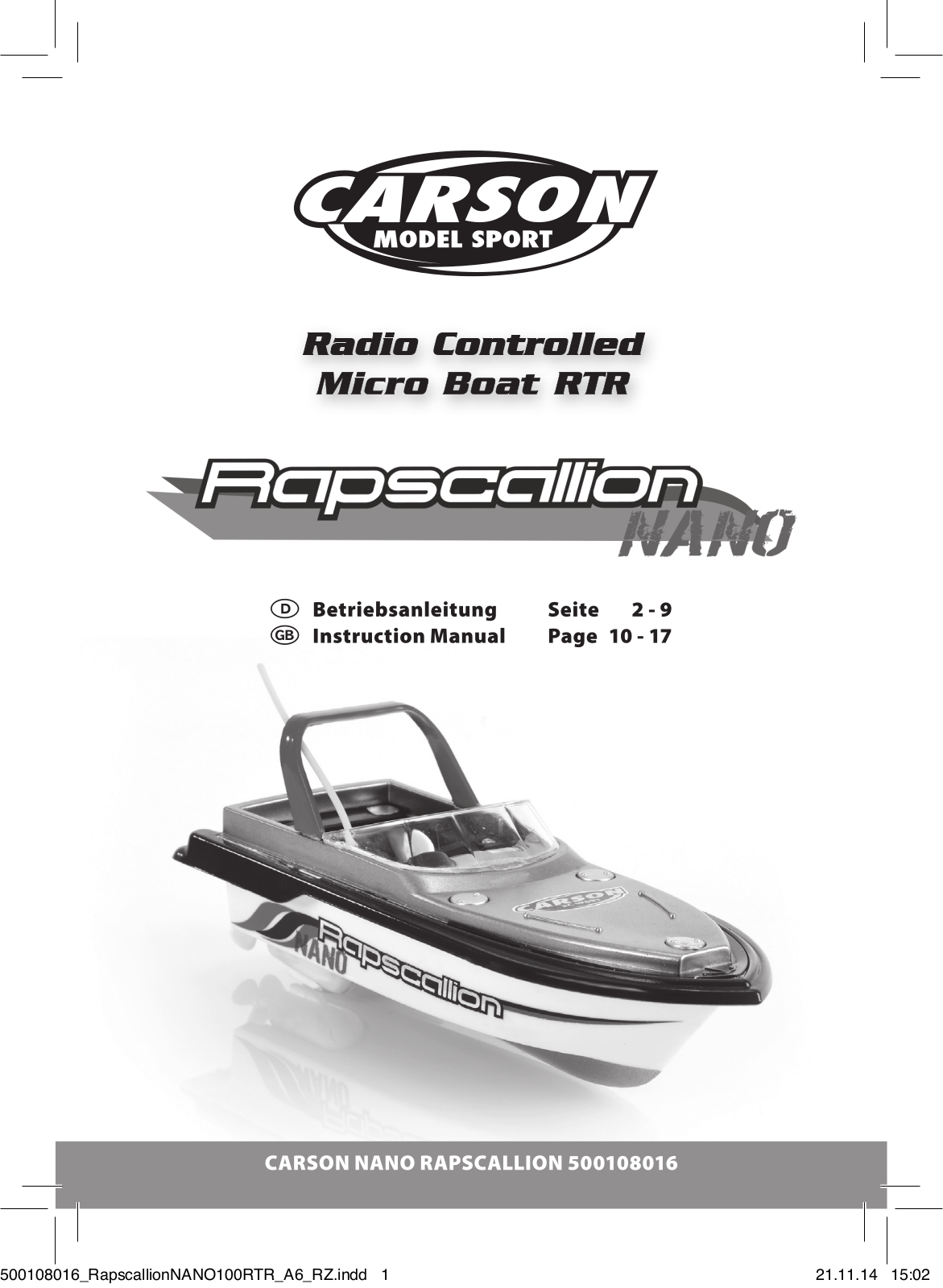 Carson Modellsport 500108016 Instruction Manual