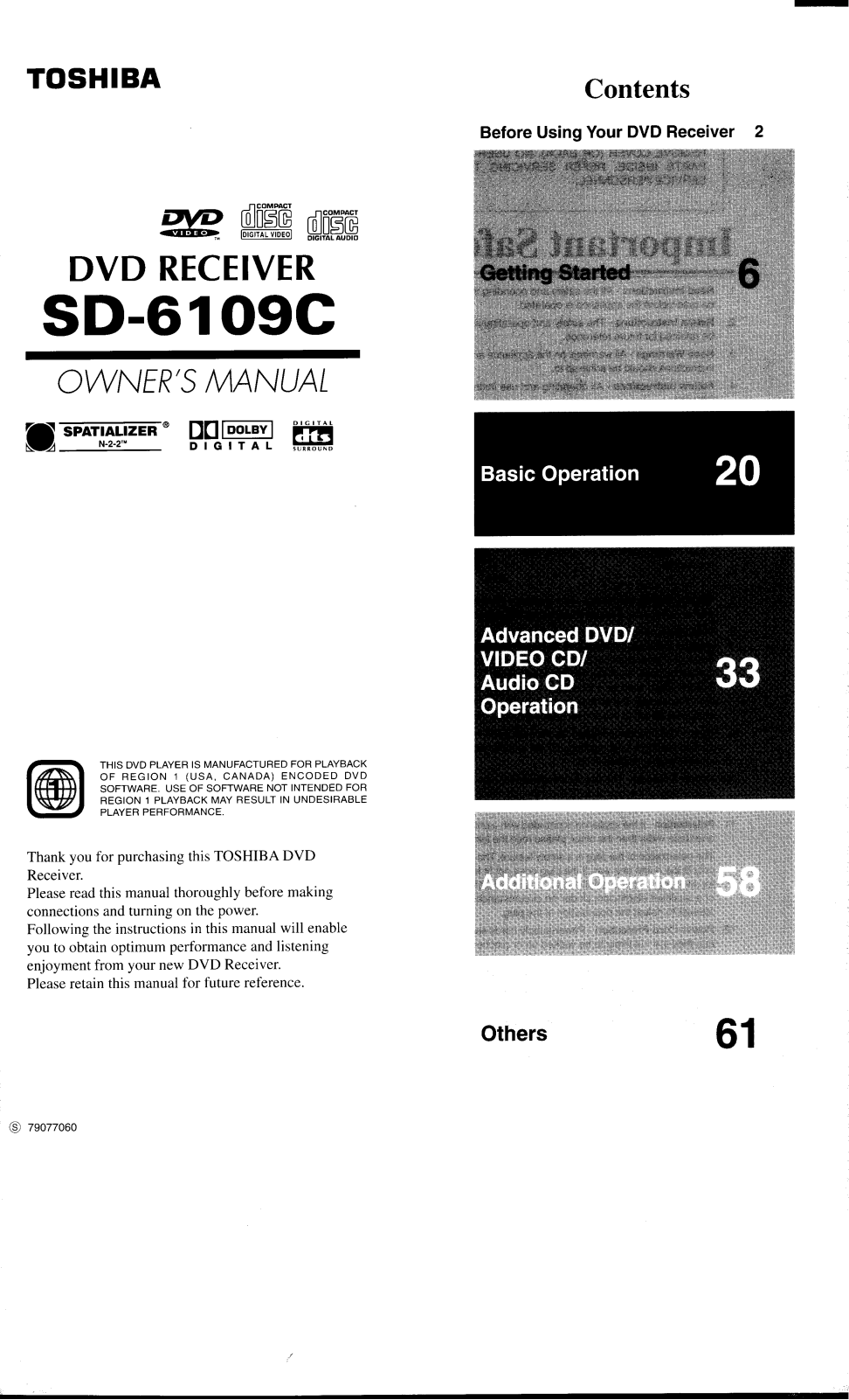 Toshiba SD-6109-C Owners manual