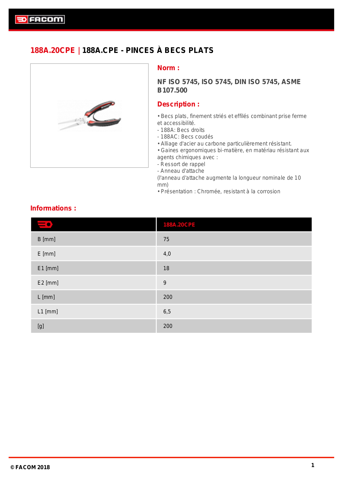 Facom 188A.20CPE Specification - ManualMachine.com