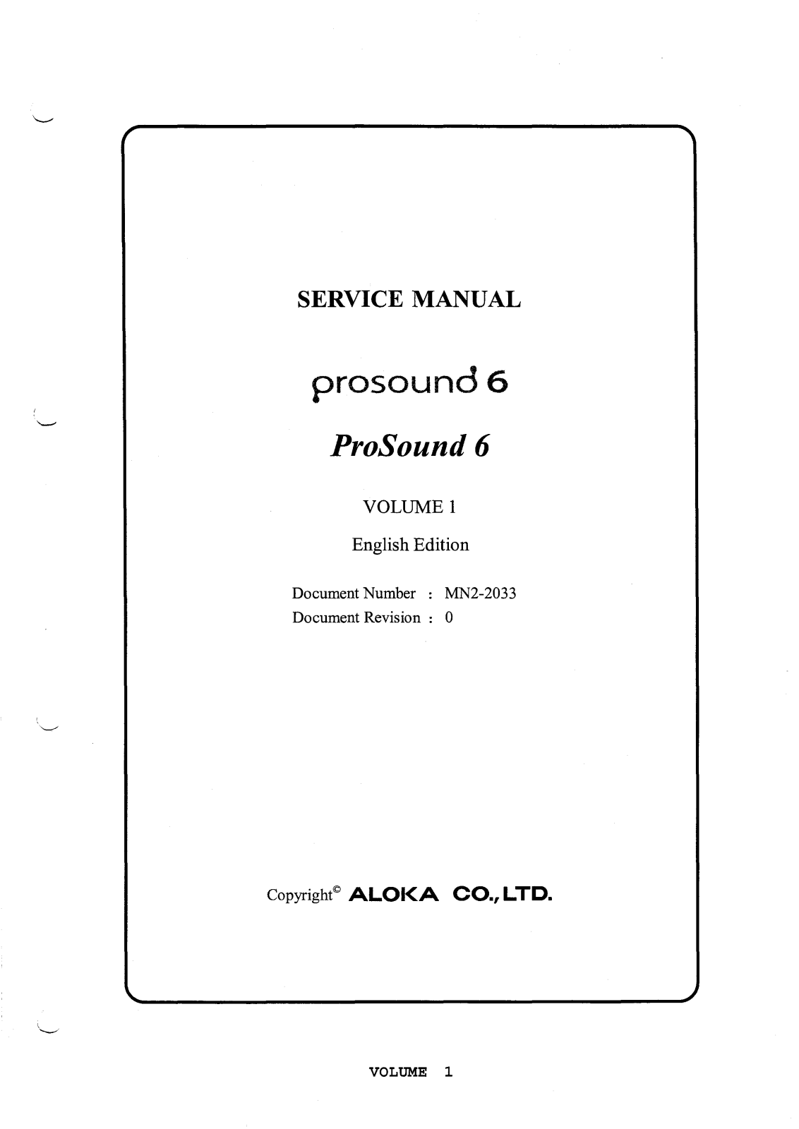 Aloka prosound-6 Service Manual