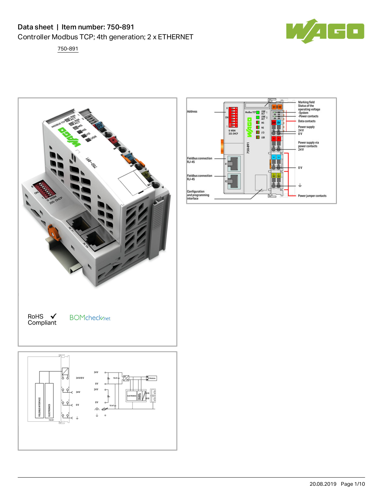 Wago 750-891 Data Sheet