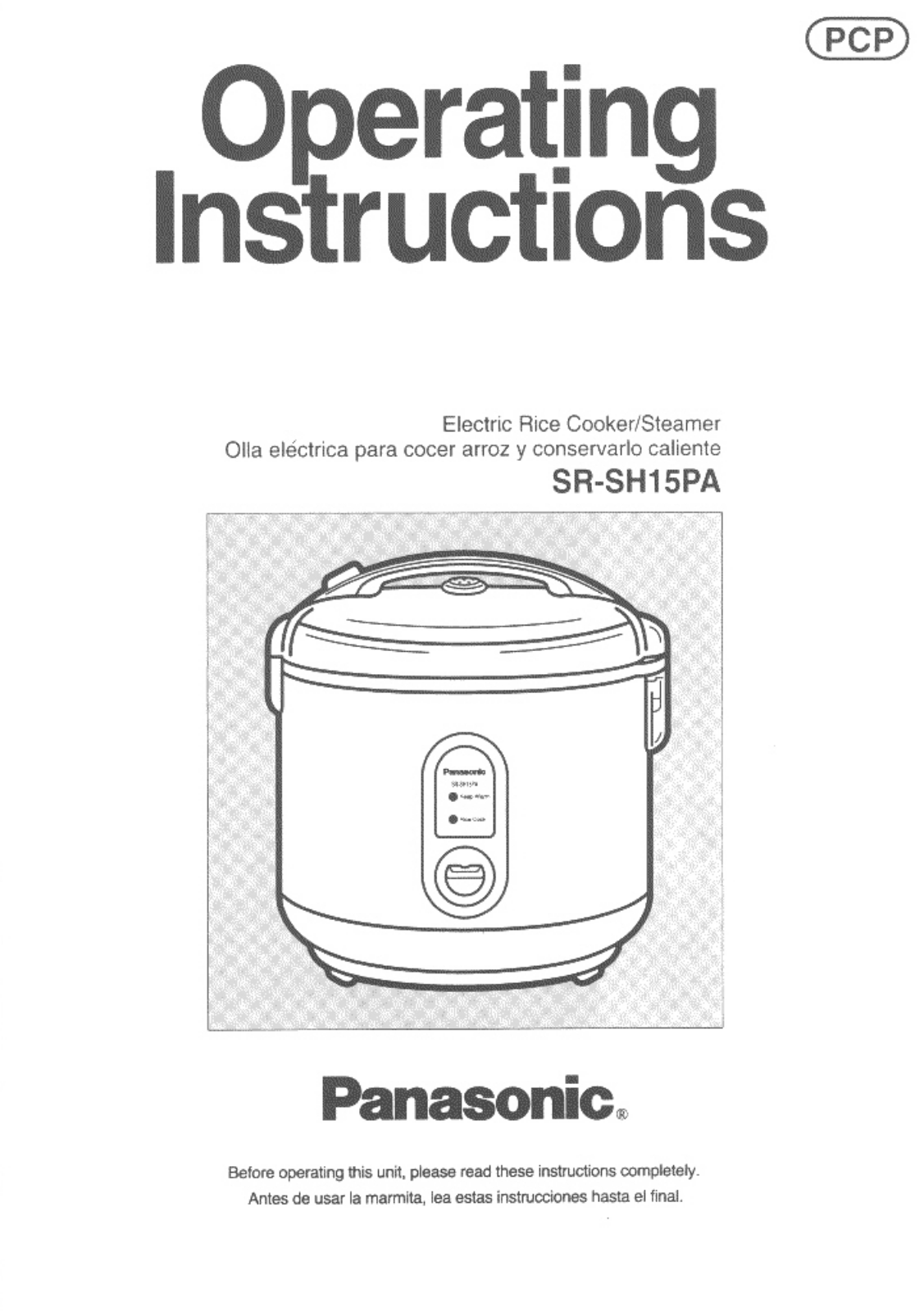 Panasonic Sr-sh15pa Owner's Manual